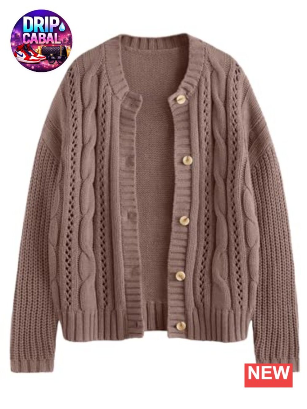 Women Cable Knit Cardigan Sweater Button Up Chunky Coat Eyelet Long Sleeve Fall